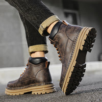 Leather Ankle Boots Stylish Walking Shoes Outdoor Men Casual Footwear Winter Plush Snow Boots New Trendl Mens High Top Shoes - Buy online at  Vibe In Cart.