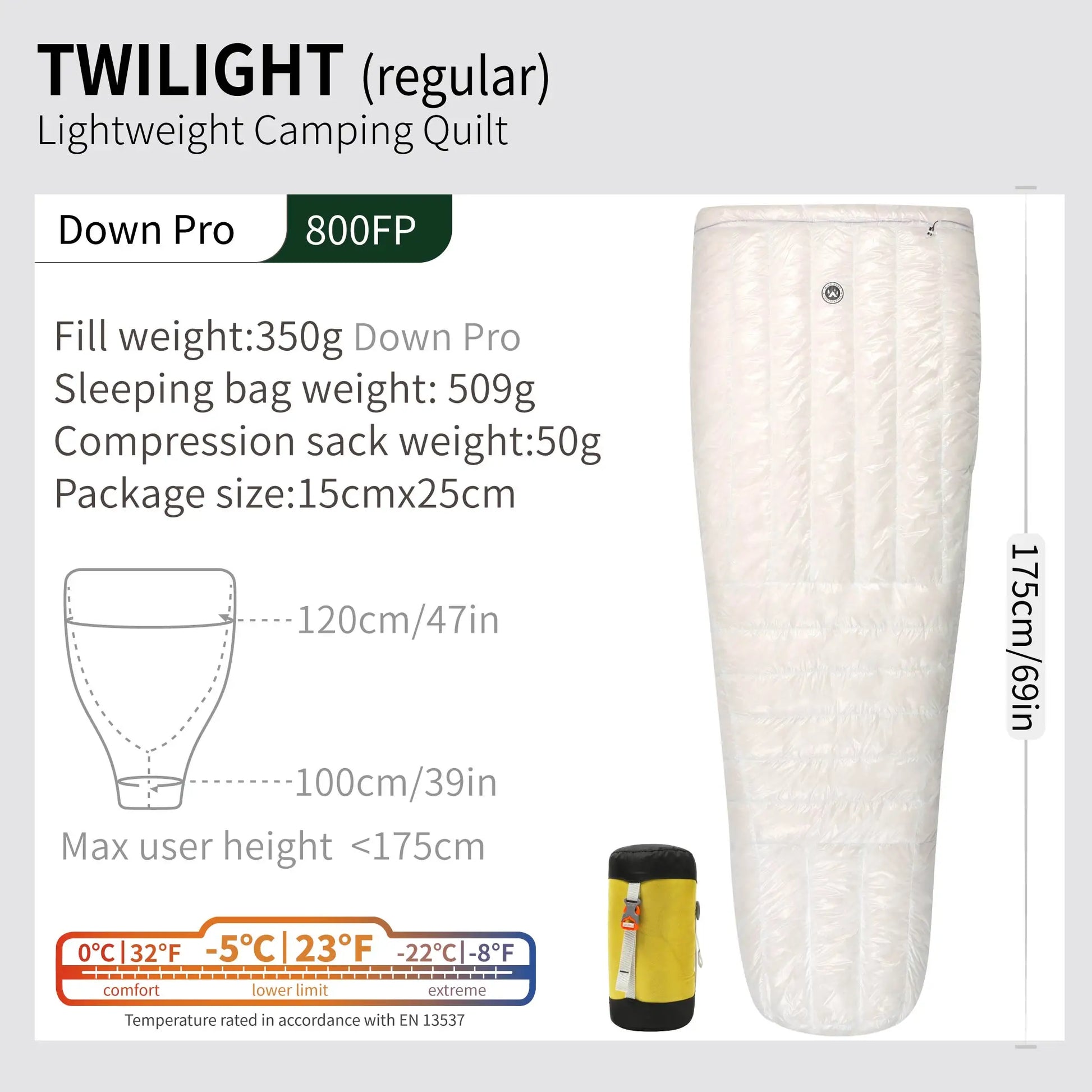 Down Sleeping Bag with Duck Down Filling, Nylon Fabric, -10C Rating