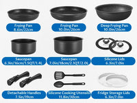 Induction Cookware Set 13 Pieces, Nonstick Pots and Pans Set with Removable Handles, for All Hobs, Stackable Design for RV - Buy online at  Vibe In Cart.