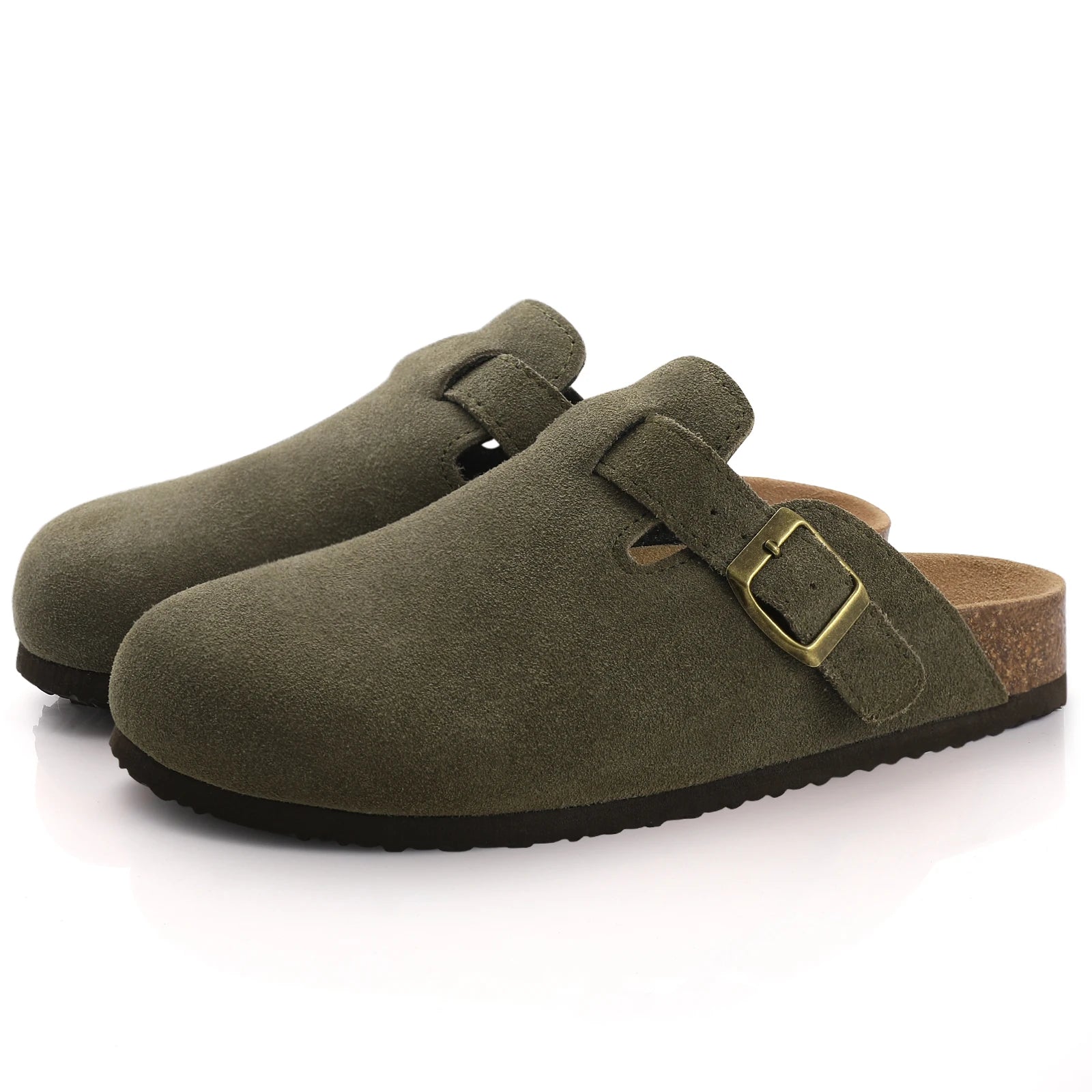 Men's Outdoor Cow Suede Lined EVA Insole Slippers With Low Heel