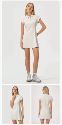 Summer Mid Length Tennis Skirt Sports Set Women's Waist Cinching Slimming Golf Dress Breathable Fitness Yoga Workout Clothes