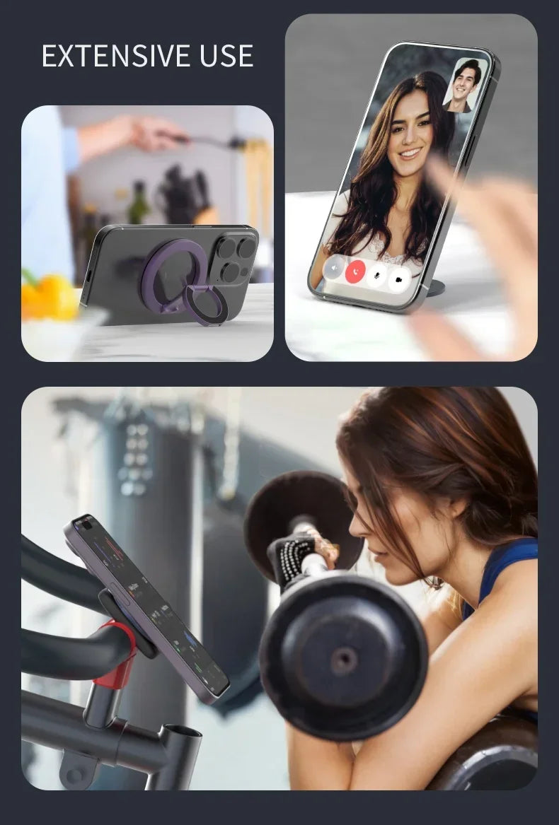 Universal Double Sided Magnetic Phone Ring Holder with Folding Stand