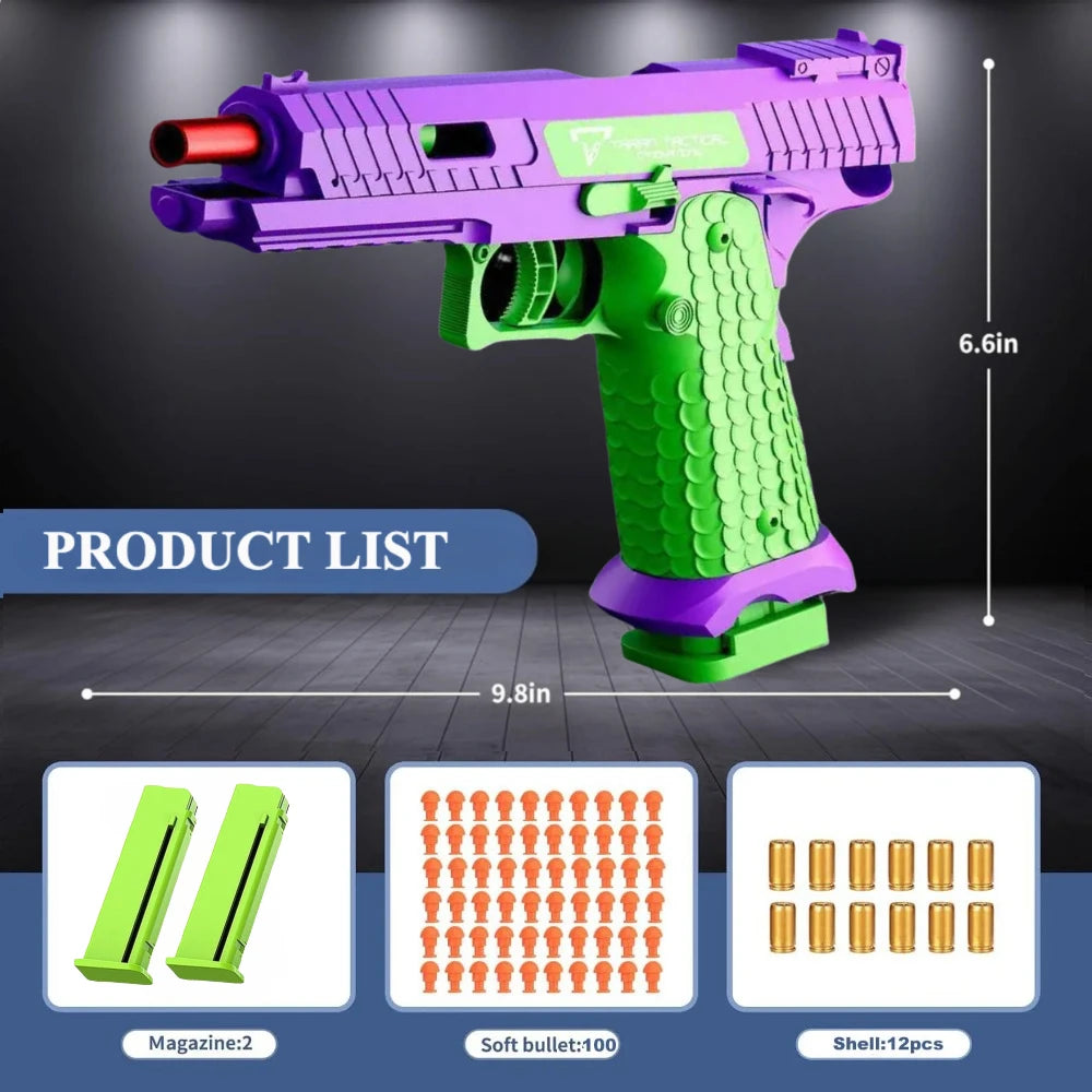 Plastic Toy Pistol Gun for Ages 14+ with Continuous Firing and Soft Bullets