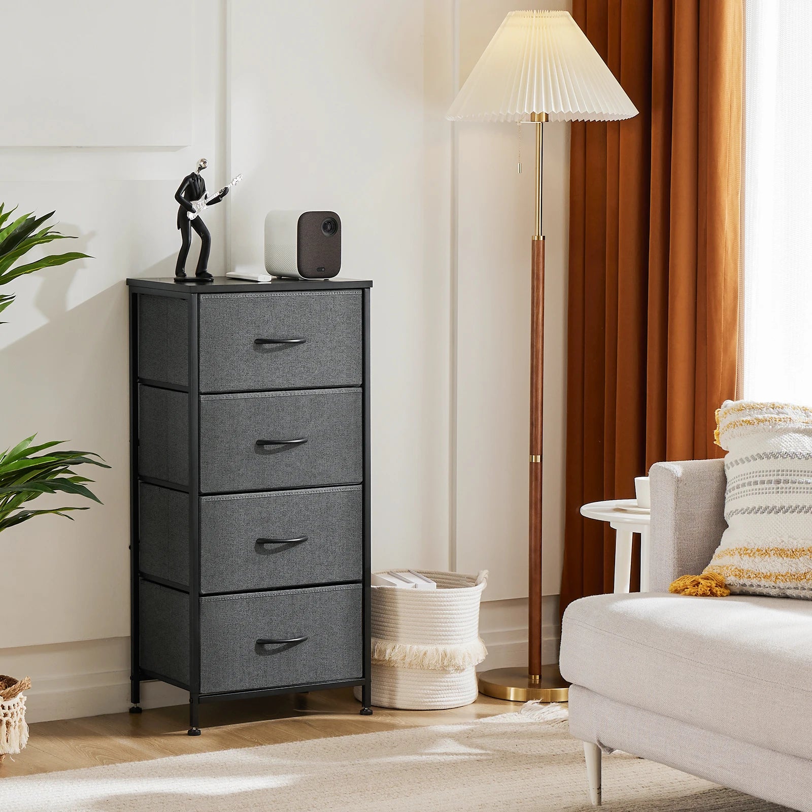 JHK Dresser For Bedroom With 4 Fabric Drawers Nightstand Wardrobe Steel Frame Closet For Clothes Storage Cabinet Of Furniture - Buy online at  Vibe In Cart.