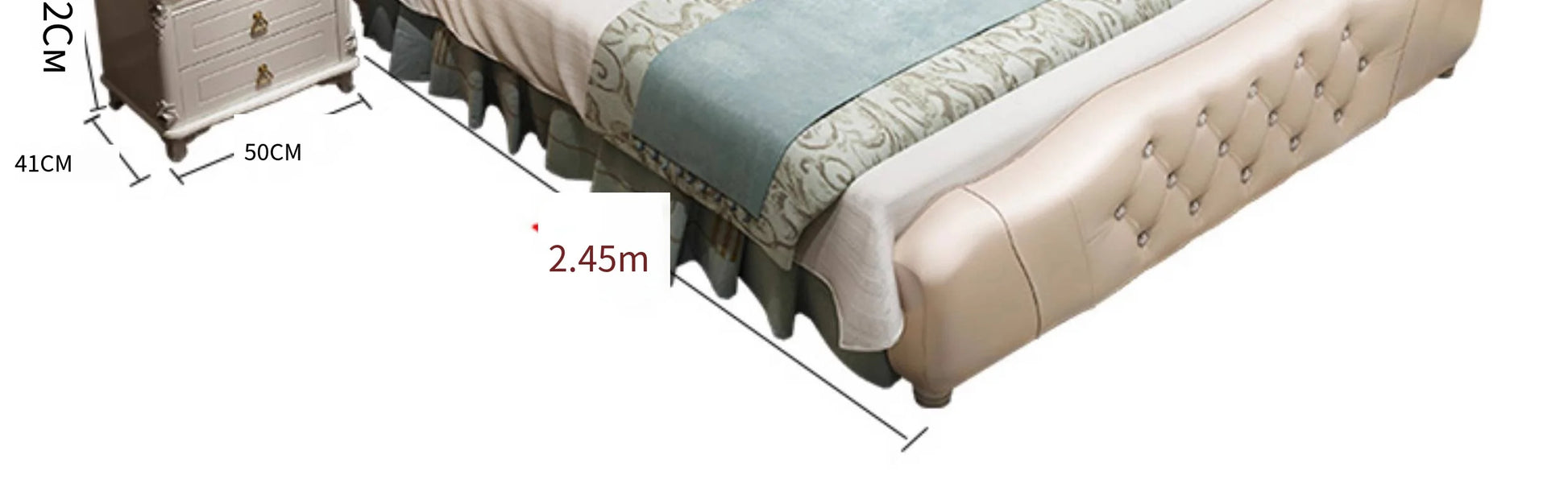 Modern Wood Bed with Storage and Genuine Leather Surface