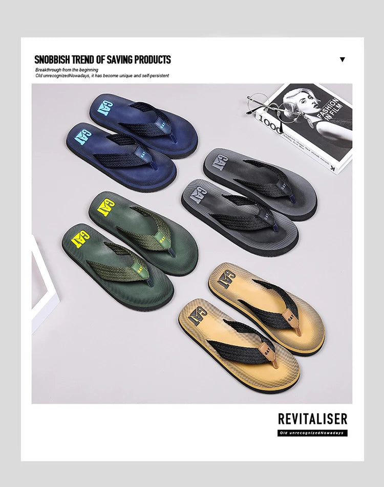Men's GAT Flip-Flops Wide Strap Non-Pinch Retro Outdoor Anti-Slip Breathable British Style Sandals Beach Shoes - Buy online at  Vibe In Cart.