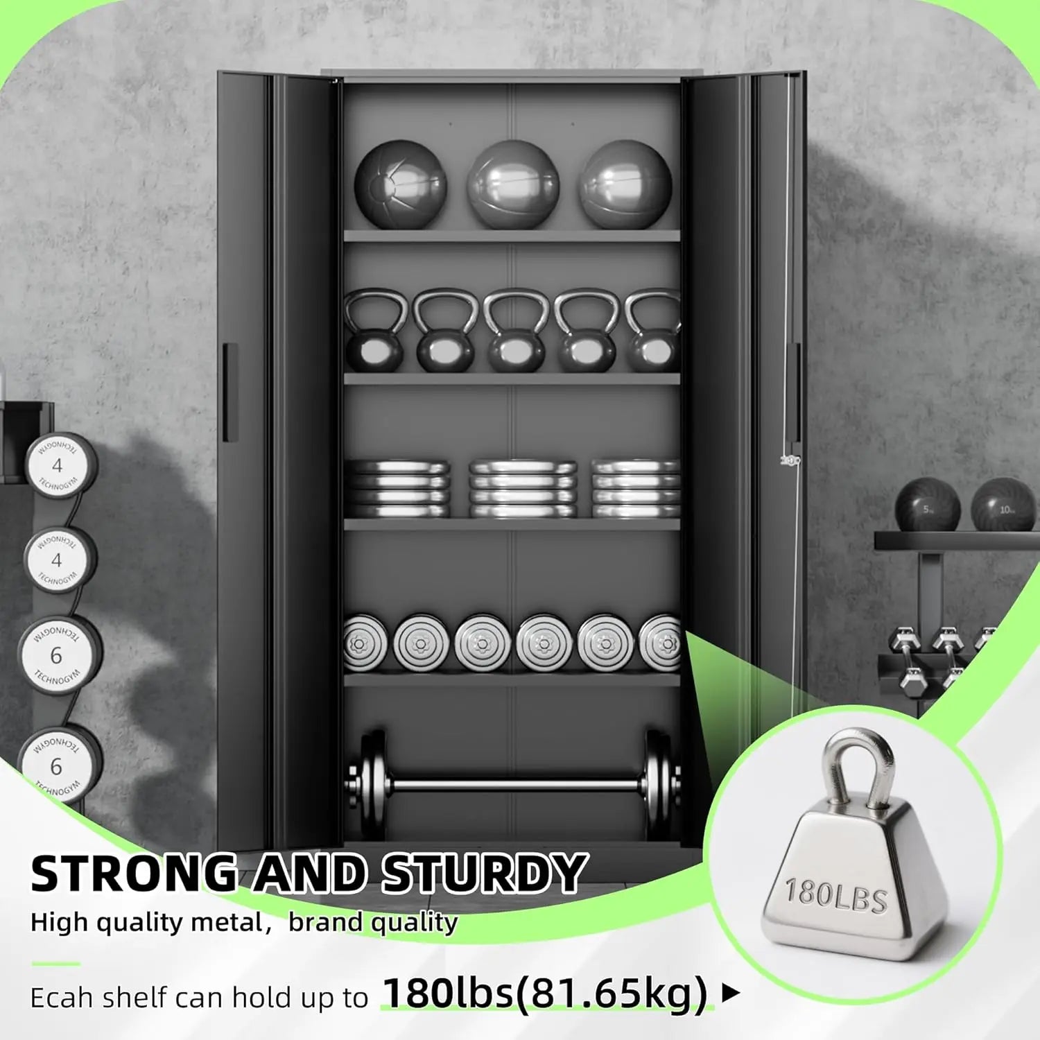 71" H Garage Storage Cabinet with Wheels,Metal Cabinets with 4 Adjustable Shelves and 2 Locking Doors for Garage,Home,Office - Buy online at  Vibe In Cart.