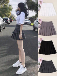 Pleated Skirt For Women 2023 Summer Grey Plaid  A-Line High Waist Mini Faldas Korean Style College Style Girl Black Short Skirts - Buy online at  Vibe In Cart.