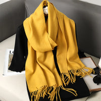 Women's Thick Warm Winter Polyester Scarf with Tassels