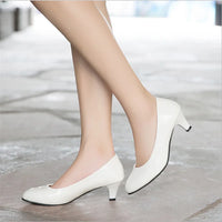 Shoes Ladies Pumps Medium Heel Nude Sexy High Heels Weeding Shoes Women Office Work White Pumps Party Shoes - Buy online at  Vibe In Cart.