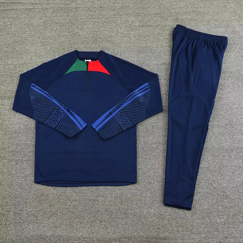 Long Sleeve Polyester Football Tracksuit Set for Men with Jacket and Pants