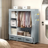 New Upgrade Portable Wardrobe Clothes Organizer for Home Bedroom Clothes Closet with 3 Drawers 4 Shelves Clothes Storage Gray - Buy online at  Vibe In Cart.