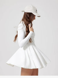 Tennis Dress One-Piece Jumpsuits Sports Fitness Golf Badminton Long-Sleeved Skorts Slim Tracksuits with Chest Pads Yoga Suits