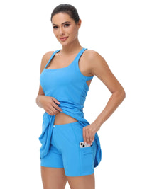 Tennis Golf Dress Yoga Fitness Halter Dress Women's 2-Piece Set Built-In Leggings Detachable Summer Cute Light and Breathable Fa - Buy online at  Vibe In Cart.