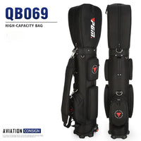 Nylon Golf Bag with Wheels for Aviation, Black and Gray