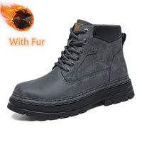 Men's Ankle Boots Lace-Up Flat Heel Bonded Leather Insole