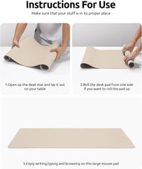 Large Non-Slip PU Leather Office Desk Mat for Mouse and Laptop Pad