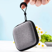 Grey Canvas Zipper Storage Bag for Earphones and Accessories