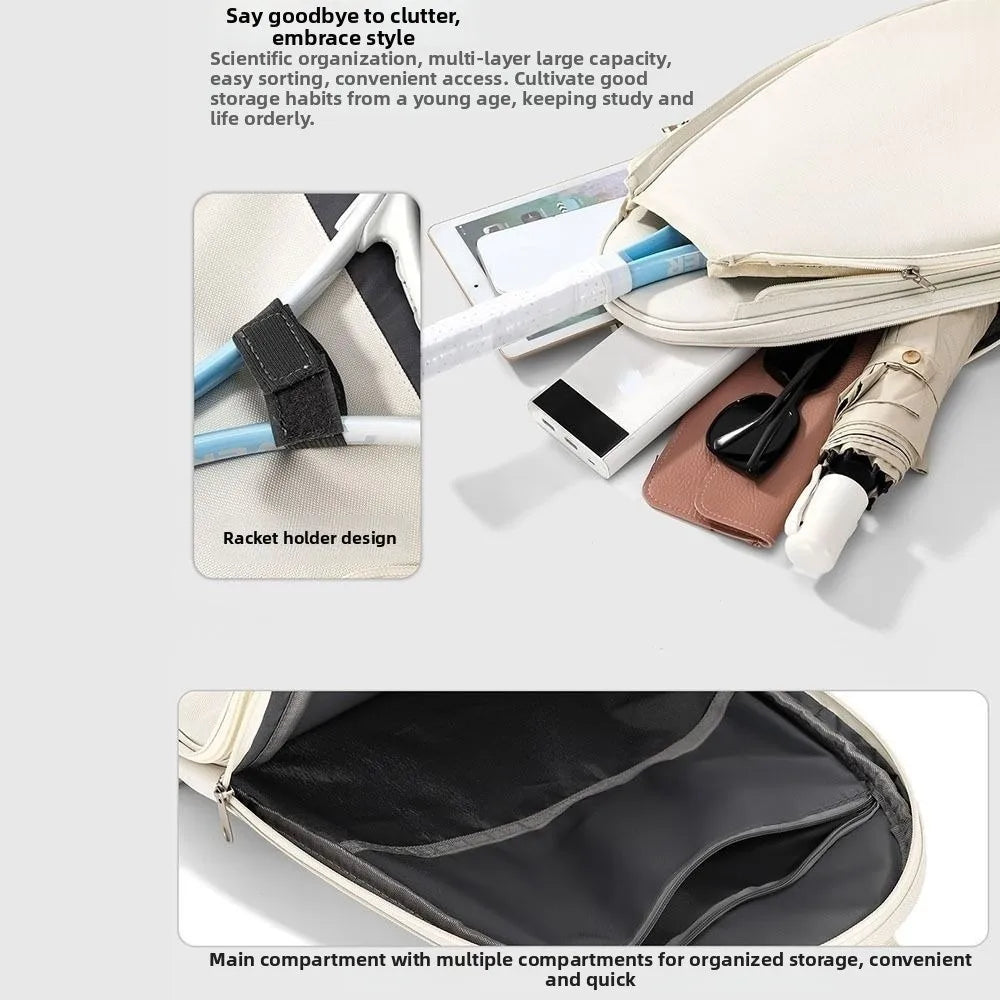 Large Capacity Tennis Backpack Waterproof Lightweight Pickleball Backpack Solid Color Zipper Closure Racquet Bag Tennis Match - Buy online at  Vibe In Cart.