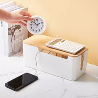 Wooden Cable Organizer Box for Desk Wire Management