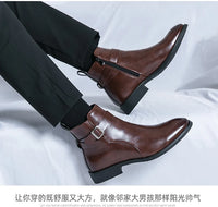 New waterproof British riding boots men's fashionable ankle boots casual and versatile high-top leather shoes men's trend - Buy online at  Vibe In Cart.