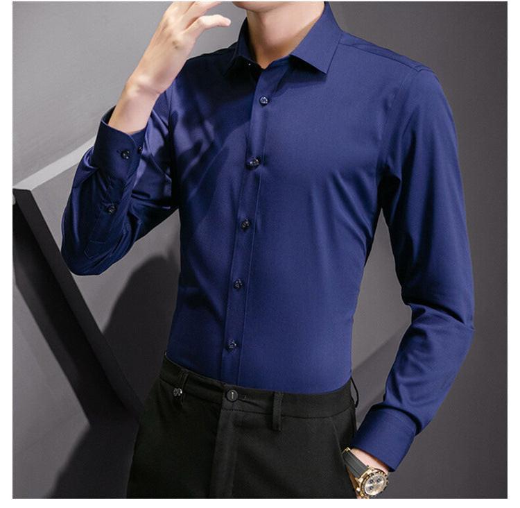 New Plus Size Men Solid Color Business Shirt Fashion Classic Basic Casual Slim White Long Sleeve Shirt Brand Clothes - Buy online at  Vibe In Cart.
