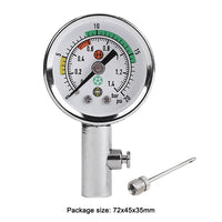 Metal Silver Portable Ball Pressure Gauge with 3 Needles for Sports Balls