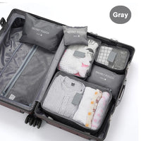 6-Piece Polyester Travel Packing Cubes Set in Black and Dark Blue with Shoe Pouch