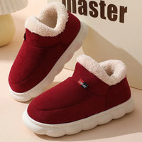 Women's Winter Short Plush Lined Faux Fur Slippers with Low Heel