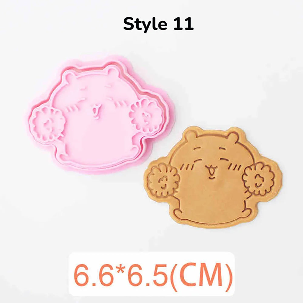 Plastic Pressable Cartoon Doll Cookie Cutters for Baking