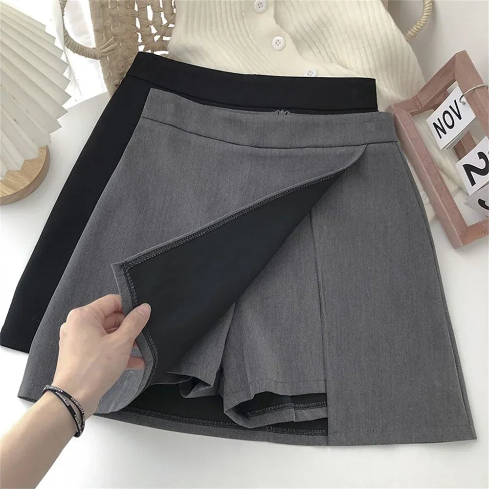 2025 Black Grey Irregular Skirt A-line Women High Waist Skirt Korean Fashion Zipper All Matched Shorts Skirts vintage for women - Buy online at  Vibe In Cart.