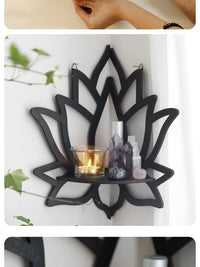 Wooden Lotus Hollow Decorative Rack Aromatherapy Organiser Essential Oil Candle Holder Wall Mounted Shelf Corner Shelf - Buy online at  Vibe In Cart.