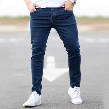 Spring Mens Black Blue Pants Pure Color Stretch Jeans Street Casual Slim Fit Trousers Male Vintage Wash Skinny Jeans for Men - Buy online at  Vibe In Cart.