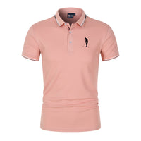 Men's Short Sleeve Turn-Down Collar Polyester Polo Shirt