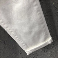 Women's White Straight Cotton Polyester Jeans Full Length