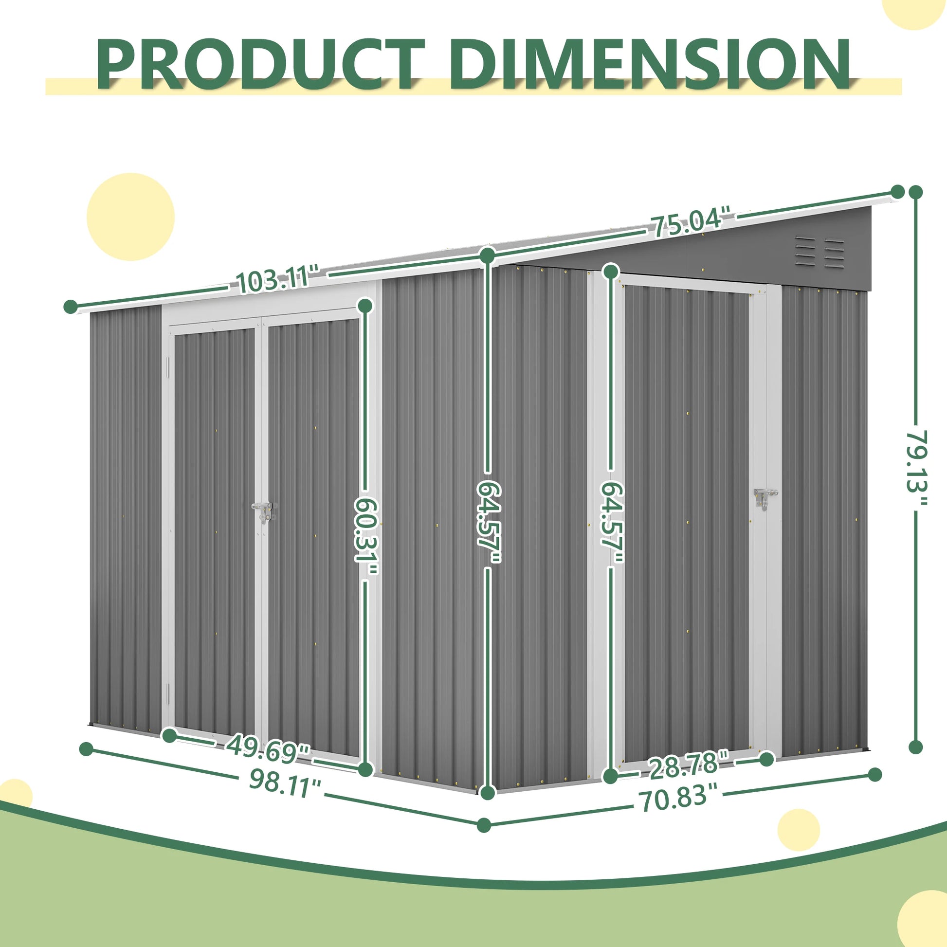 LZBEITEM 6 x 8 FT Metal Outdoor Storage Shed, Garden Tool Storage House with 2 Lockable Door for Backyard, Patio, Lawn, Gray - Buy online at  Vibe In Cart.