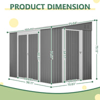 LZBEITEM 6 x 8 FT Metal Outdoor Storage Shed, Garden Tool Storage House with 2 Lockable Door for Backyard, Patio, Lawn, Gray - Buy online at  Vibe In Cart.