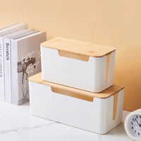 Wooden Cable Organizer Box for Desk Wire Management