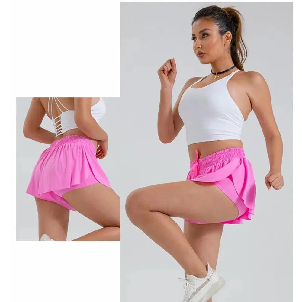 2 in 1 Jogger Flowy Athletic Shorts for Women Gym Yoga Workout Running Tennis Skirt Comfy Skort Lounge Cute Clothes Casual Wear