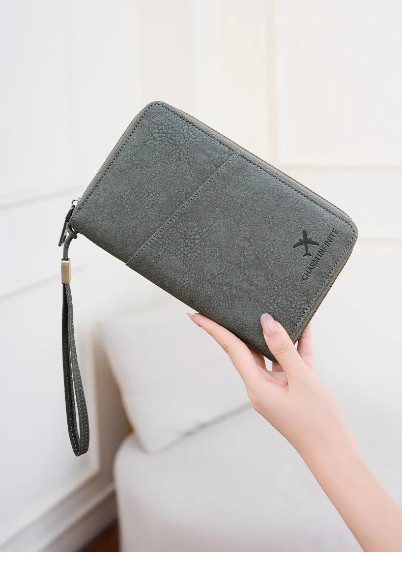 RFID Blocking Polyurethane Passport Holder with Zipper