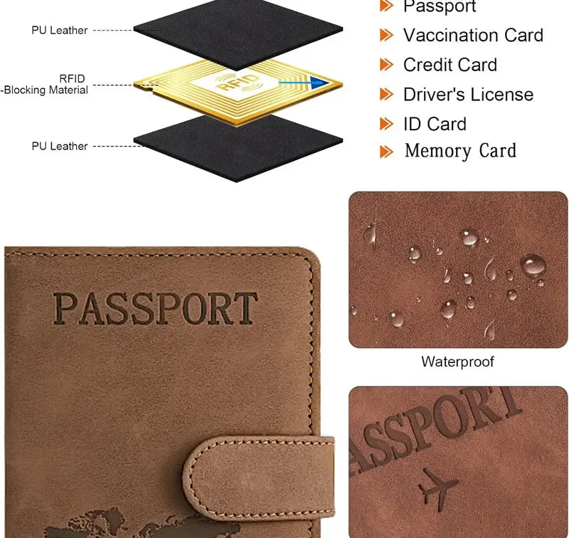 Travel Passport Holder in PU Material for Men and Women