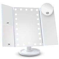Vanity Makeup Mirror with Light 2X/3X/10X Magnification Lighted Cosmetic Mirror Touch Control Trifold Dual Power Supply Portable - Buy online at  Vibe In Cart.