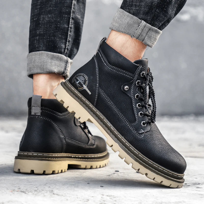 Autumn and Winter New Casual High-Top Men's Boots Men's Thick-Soled Short Boots Chelsea Boots Fashion Versatile Business Shoes Driving Shoes - Buy online at  Vibe In Cart.