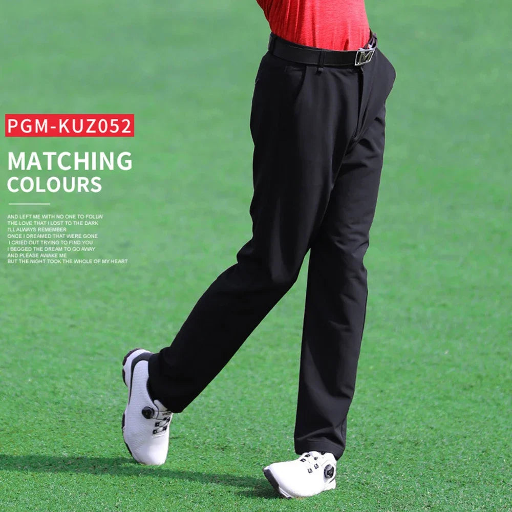 Men's Slim Fit High Elastic Golf Pants, Polyester Elastane, Full Length
