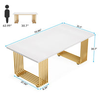 Tribesigns Modern Office Desk, 70.9" Wooden Computer Desk,Executive Desk with Gold Metal Legs, Large Workstation Home Office - Buy online at  Vibe In Cart.