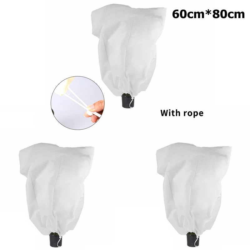 Non-Woven Fabric Plant Covers for Freeze Protection with Drawstring, 1-3 Pack