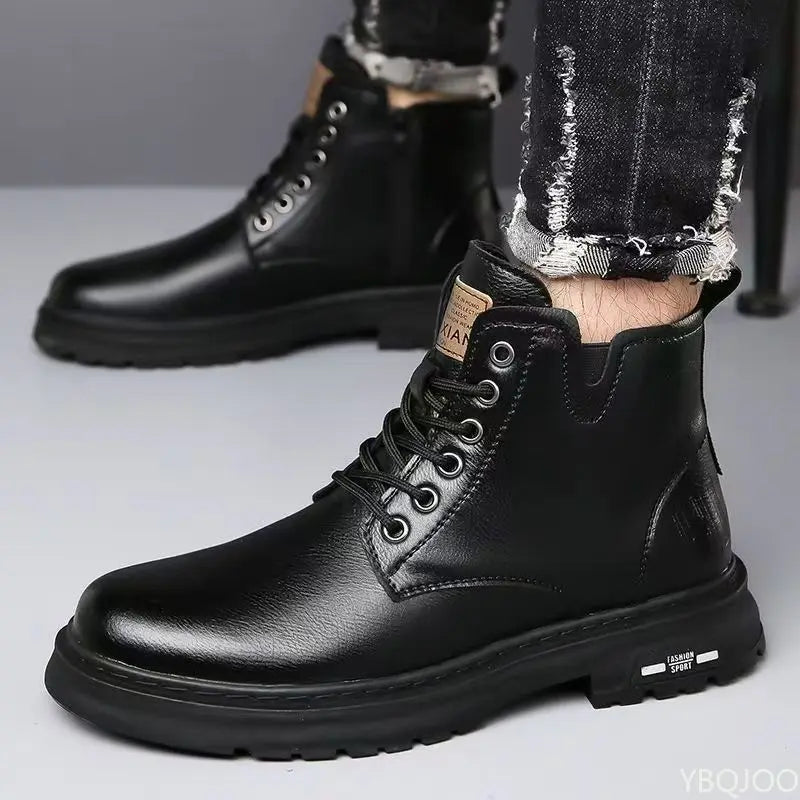 Fashionable versatile spring autumn new high top men's shoes casual comfortable men's shoes trendy retro simple warm short boots - Buy online at  Vibe In Cart.