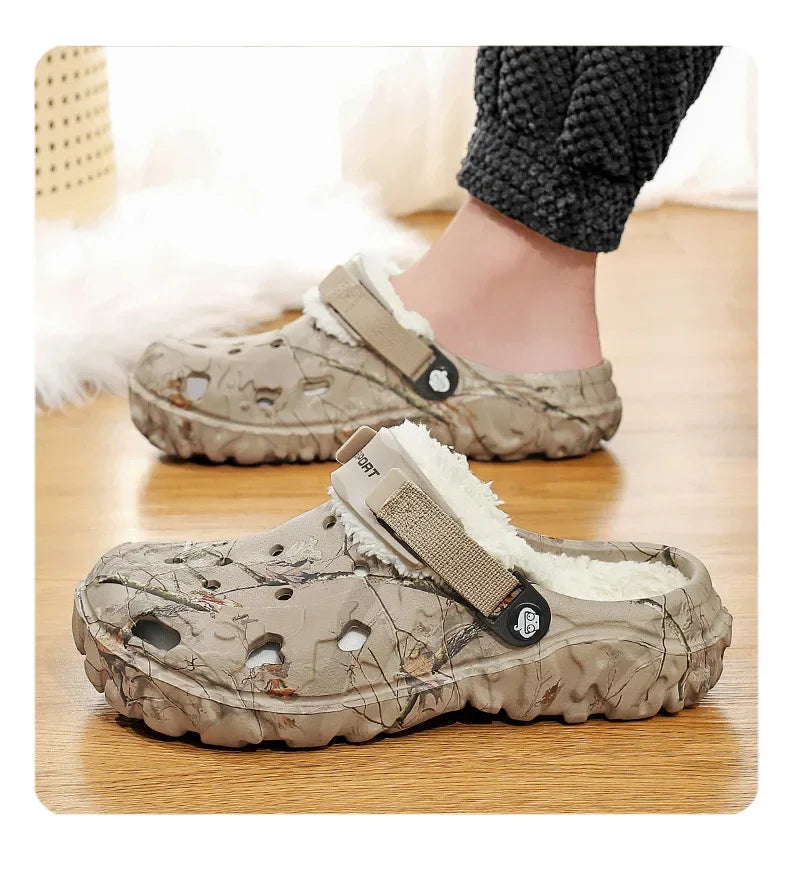 Winter Men Slippers Detachable Warm Furry Home Slippers Casual Outdoor EVA Lightweight Non Slip Perforated Garden Cotton Shoes - Buy online at  Vibe In Cart.