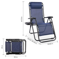 JHK Zero Gravity Set of 2 Portable Recliner Camping Patio Outdoor Garden Lounge Chair with Cup Holder Trays Adjustable Pillow - Buy online at  Vibe In Cart.