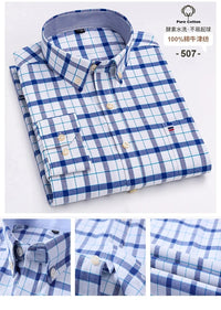100% Cotton Oxford Men's Shirts Long Sleeves Plaid Soft Regular Fit Formal Dress Shirt Pocket Social Blouse Male Clothes S-7XL - Buy online at  Vibe In Cart.